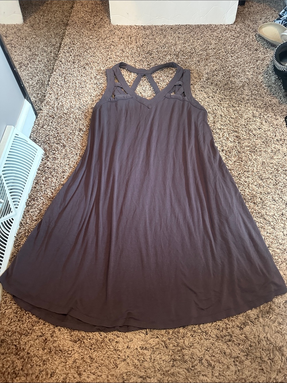 Small Women’s Sleeveless Cross-Back Swing Dress - Charcoal